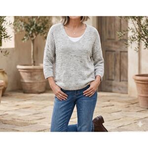 J.Jill Women's Linen Blend Knitted Sweater Size Medium Coastal Cozy Timeless